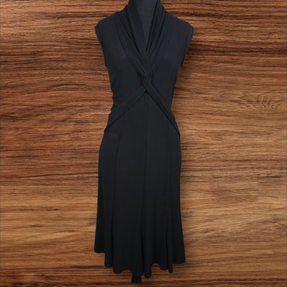 Joseph Ribkoff Black Front Twist Dress With A Line Skirt Size 4